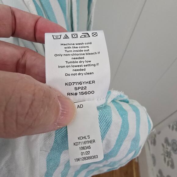 Draper James Wrap Dress Blue Green Ruffle Puff Sleeve Size XL - Picture 8 of 9